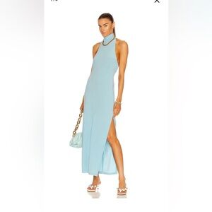 Norma Kamali halter turtle side slit gown size S/36